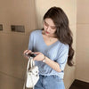 Summer Loose Fit Chicken Heart Collar Ice Silk T-Shirt