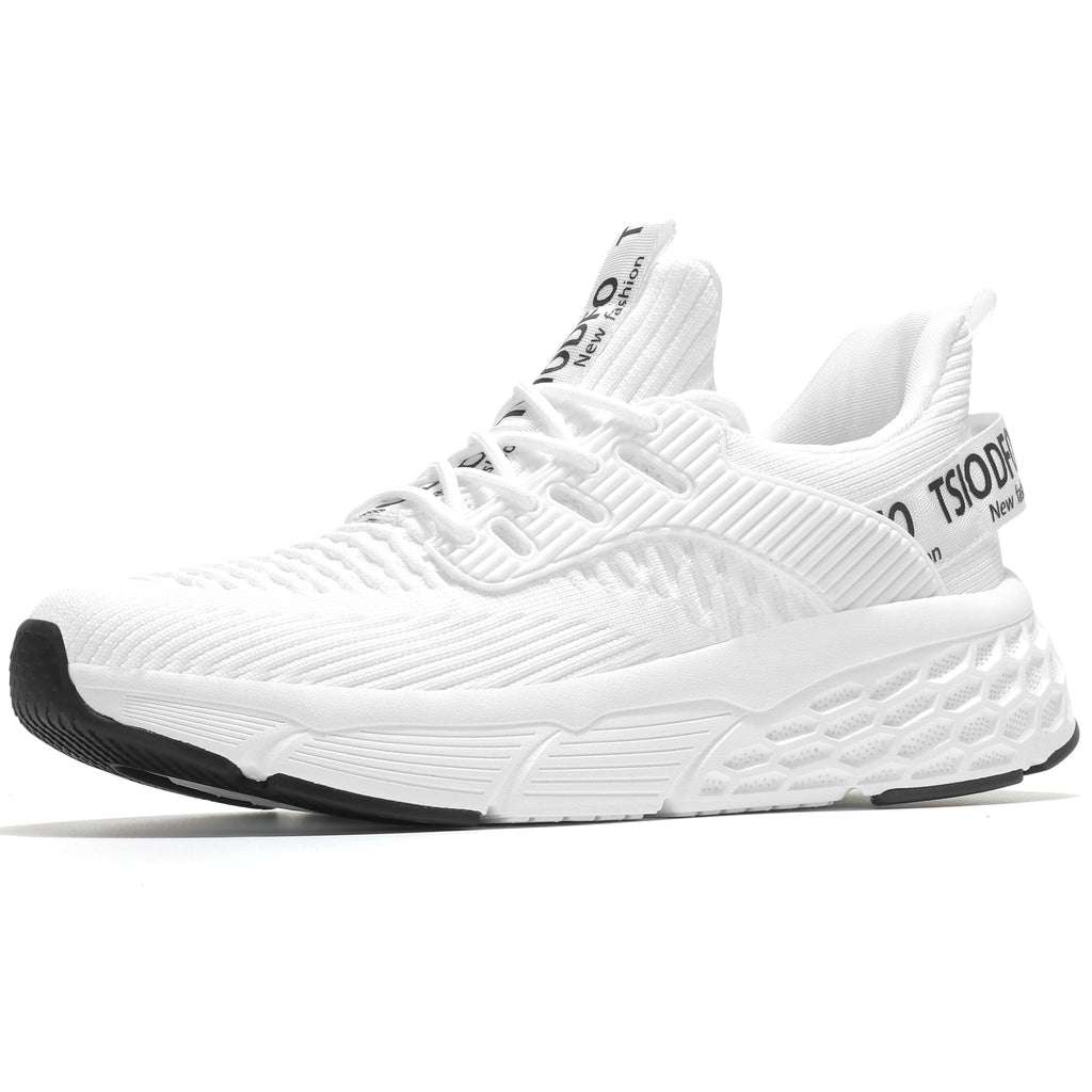 TSIODFO Womens Slip On Running Shoes Non Slip Walking Shoes Lightweight Gym Workout Platform Shoes White Size 9.5 Breathable Fashion Sneakers