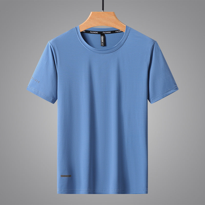 Men's Summer Thin Ice Silk Short Sleeve T-Shirt