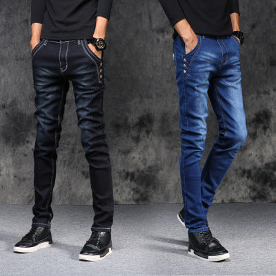 Men's Slim Fit Stretch Denim Pants for Autumn/Winter