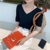 Summer Loose Fit Chicken Heart Collar Ice Silk T-Shirt