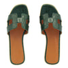 Ecogbd Flat Sandals for Women Slip on Leather Slides Ladies Dressy Casual Slippers Cute Open Toe Shoes (Alligator - Dark Green Adult Women 11 Numeric US Footwear Size System Medium)