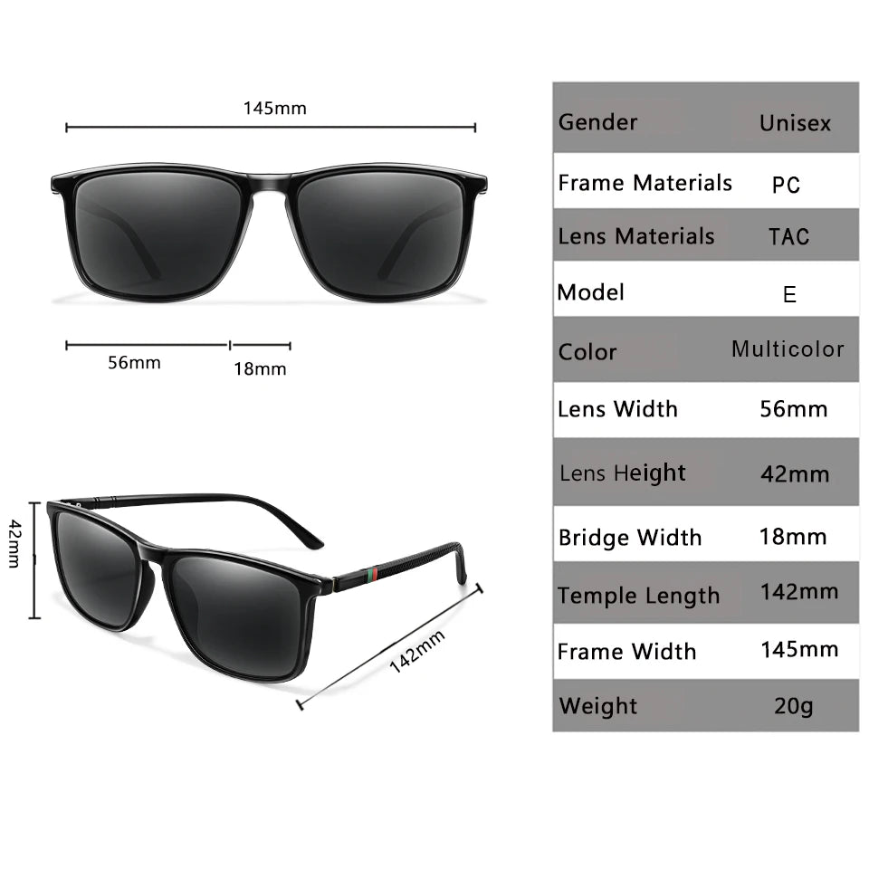 Single Luxury Square Vintage Polarized Sunglasses Men Women Fashion Travel Driving Fishing Male Eyewear UV400