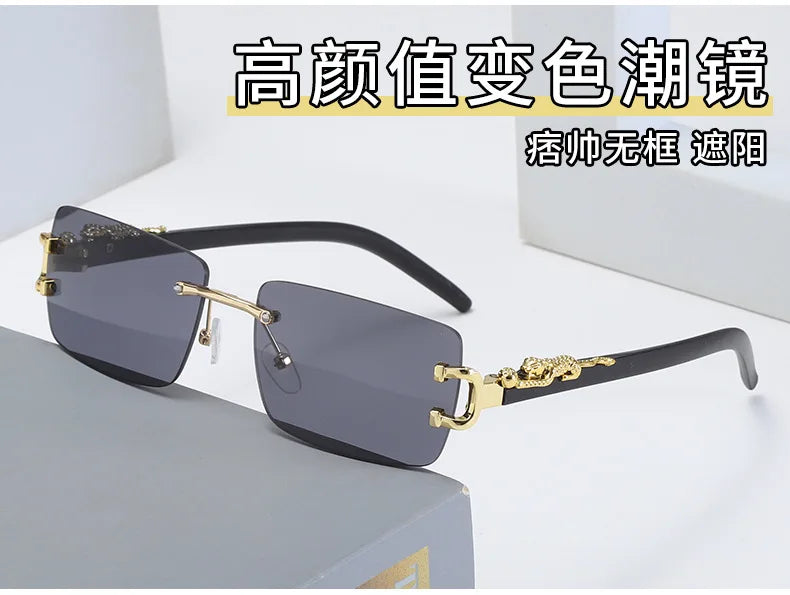 1 Pc Fashionable Women Men Sunglasses Frameless Rectangular Personalized Sunglasses for Daily Life Vintage Sun Glasses for Male