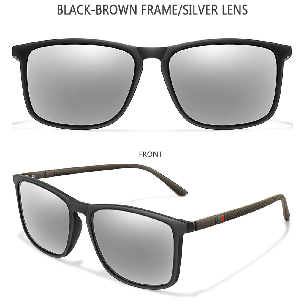 Single Luxury Square Vintage Polarized Sunglasses Men Women Fashion Travel Driving Fishing Male Eyewear UV400
