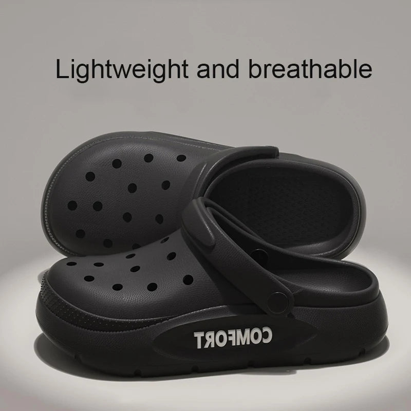 2026 Summer EVA Hole Shoes For Men Women Closed Toe Thick Sole Non Slip Outdoor Beach Slippers Cloud Feel Slides