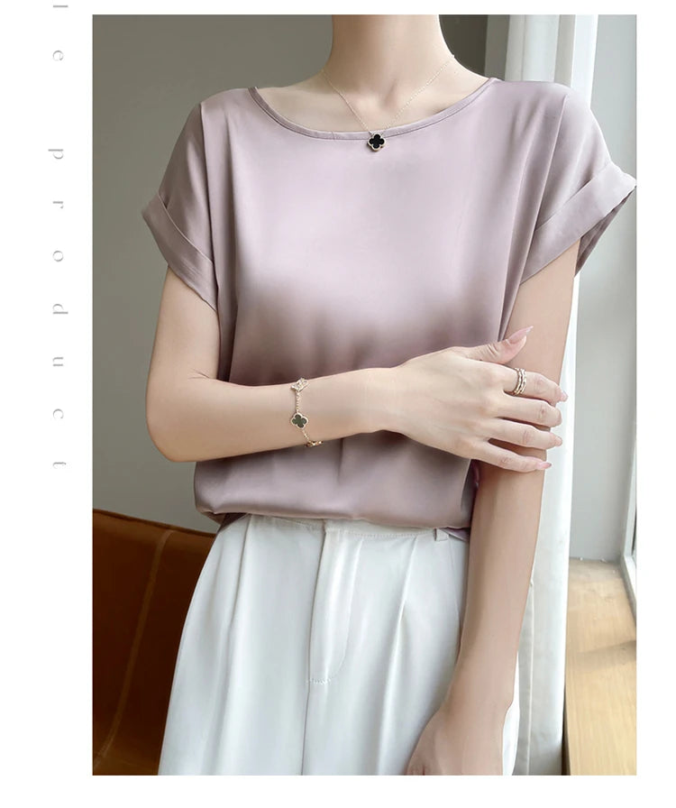 New O-Neck Silk Camisole Ladies Thin Vest Satin Loose Outer Sleeveless Top Summer Suit Insid Sling Mulberry Silk Bottoming Shirt