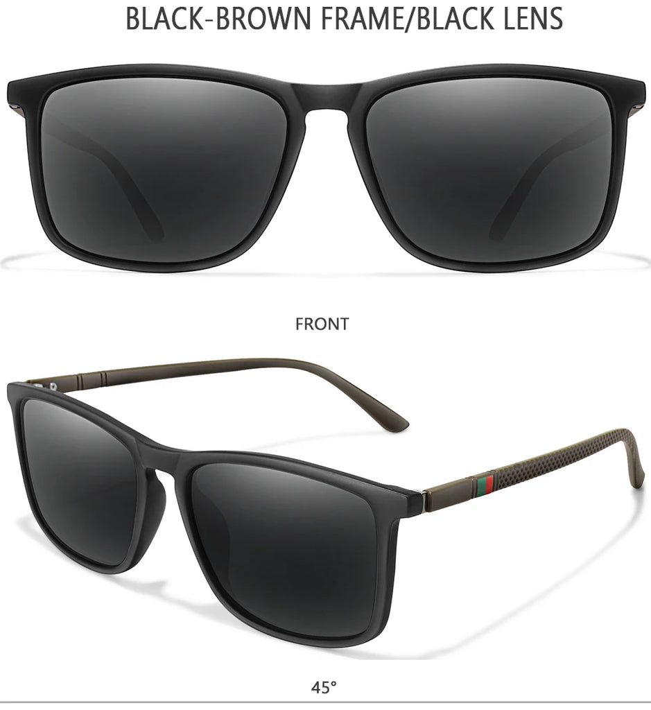 Single Luxury Square Vintage Polarized Sunglasses Men Women Fashion Travel Driving Fishing Male Eyewear UV400