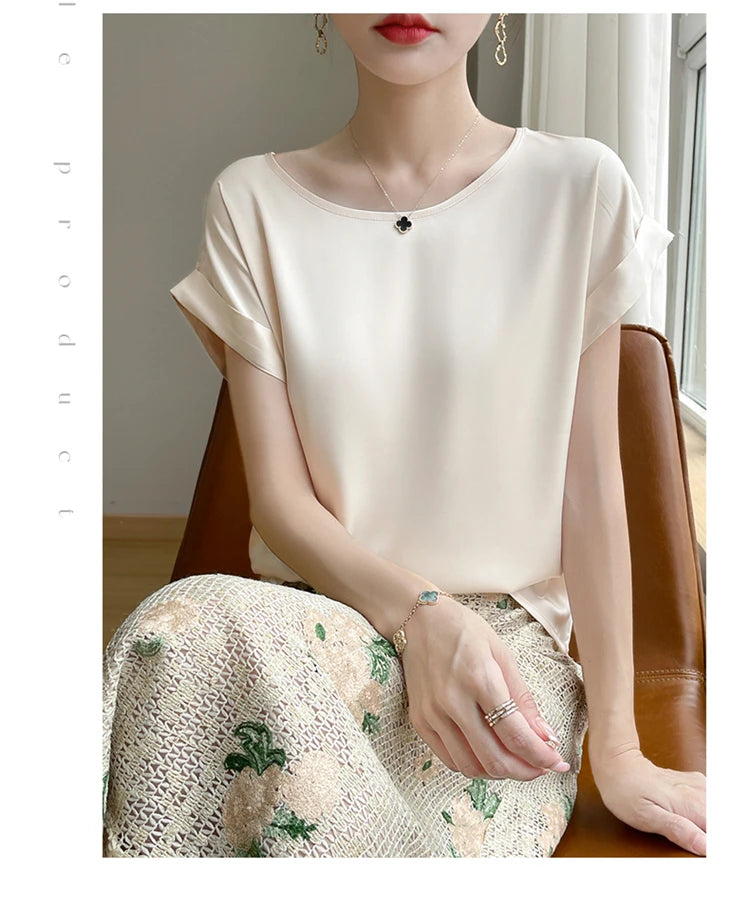 New O-Neck Silk Camisole Ladies Thin Vest Satin Loose Outer Sleeveless Top Summer Suit Insid Sling Mulberry Silk Bottoming Shirt