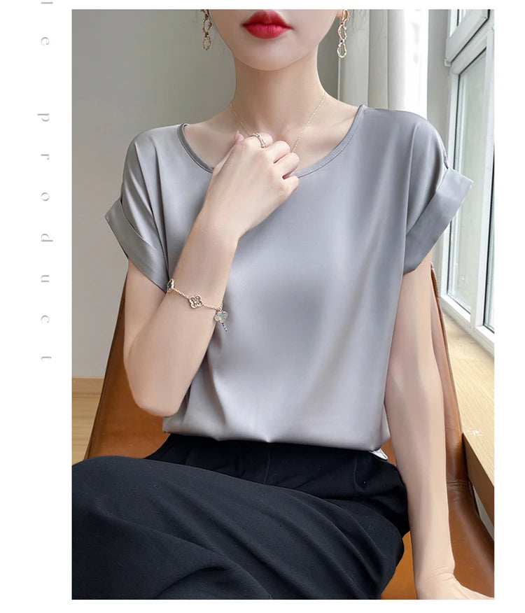 New O-Neck Silk Camisole Ladies Thin Vest Satin Loose Outer Sleeveless Top Summer Suit Insid Sling Mulberry Silk Bottoming Shirt