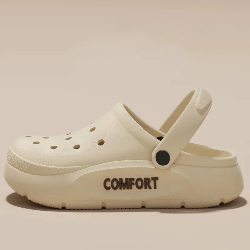 2026 Summer EVA Hole Shoes For Men Women Closed Toe Thick Sole Non Slip Outdoor Beach Slippers Cloud Feel Slides
