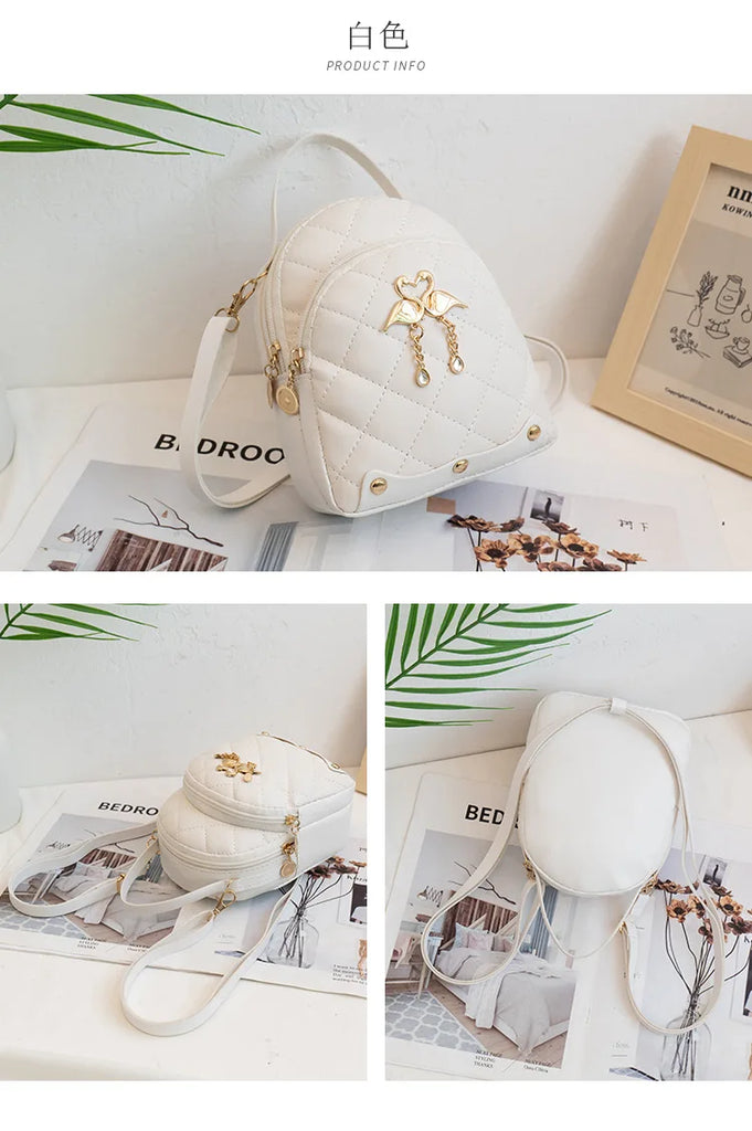 Mini Backpack for Women Cute Swan Hanging Embroidery Small Backpack Purse Girls Leather Bookbag Ladies Satchel Bags