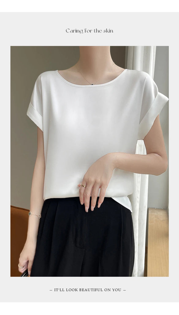 New O-Neck Silk Camisole Ladies Thin Vest Satin Loose Outer Sleeveless Top Summer Suit Insid Sling Mulberry Silk Bottoming Shirt
