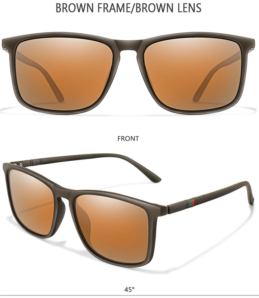 Single Luxury Square Vintage Polarized Sunglasses Men Women Fashion Travel Driving Fishing Male Eyewear UV400