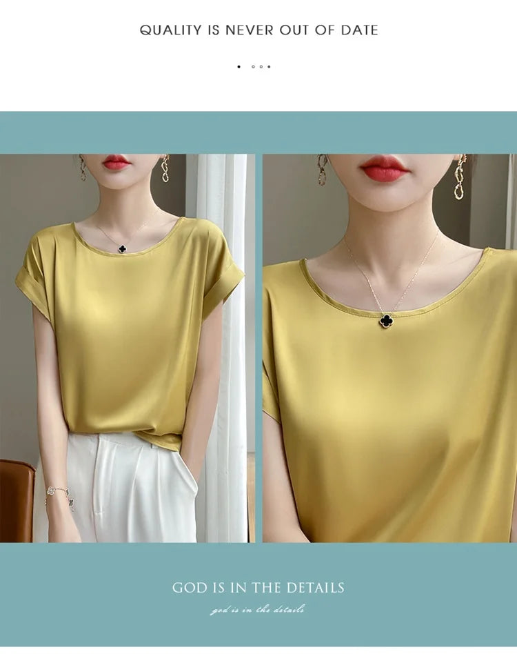 New O-Neck Silk Camisole Ladies Thin Vest Satin Loose Outer Sleeveless Top Summer Suit Insid Sling Mulberry Silk Bottoming Shirt