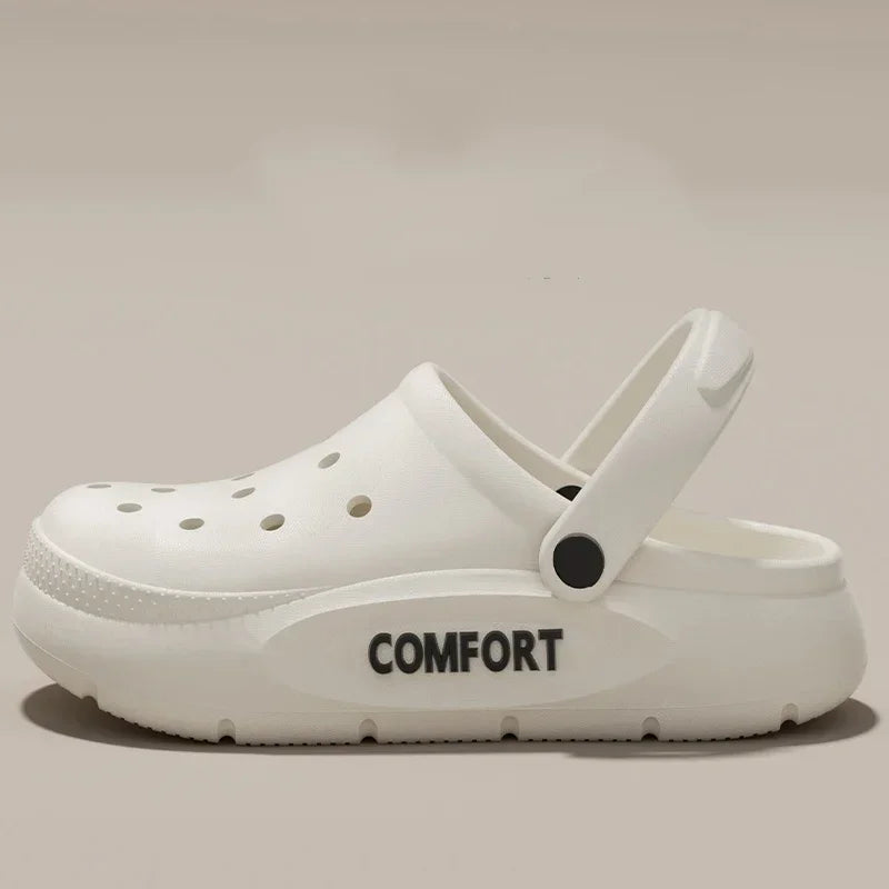 2026 Summer EVA Hole Shoes For Men Women Closed Toe Thick Sole Non Slip Outdoor Beach Slippers Cloud Feel Slides