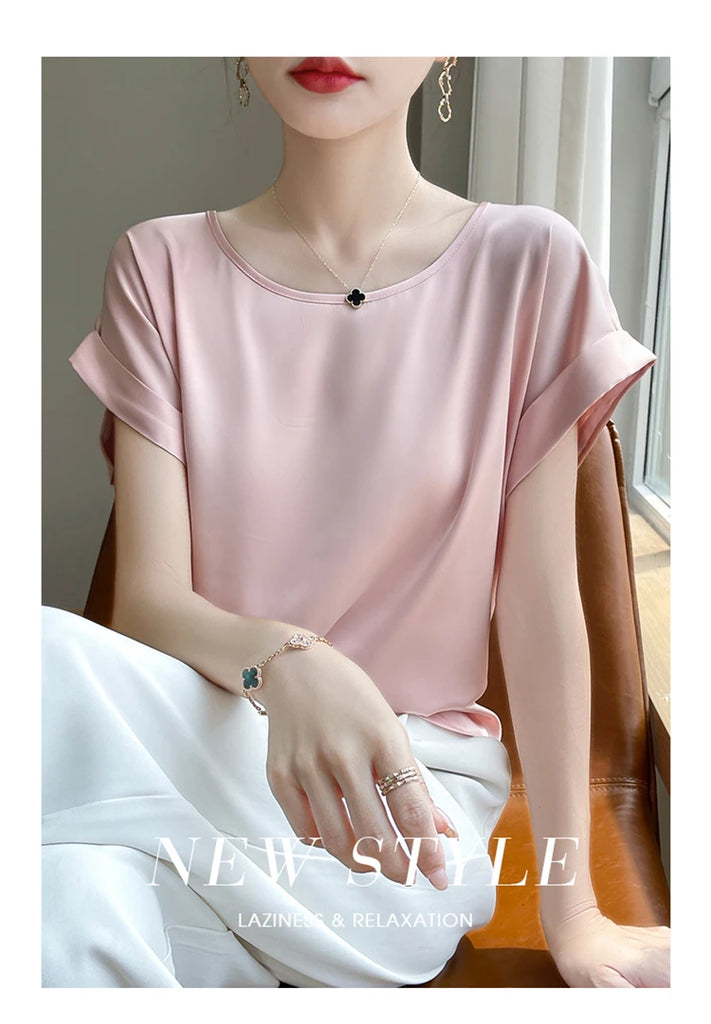 New O-Neck Silk Camisole Ladies Thin Vest Satin Loose Outer Sleeveless Top Summer Suit Insid Sling Mulberry Silk Bottoming Shirt