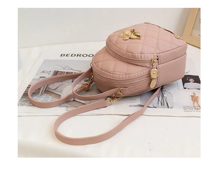 Mini Backpack for Women Cute Swan Hanging Embroidery Small Backpack Purse Girls Leather Bookbag Ladies Satchel Bags
