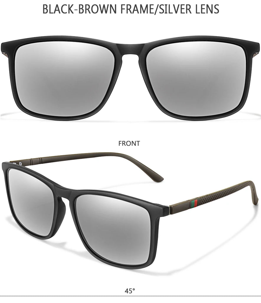 Single Luxury Square Vintage Polarized Sunglasses Men Women Fashion Travel Driving Fishing Male Eyewear UV400