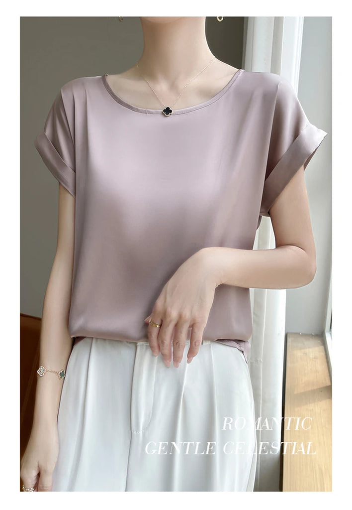 New O-Neck Silk Camisole Ladies Thin Vest Satin Loose Outer Sleeveless Top Summer Suit Insid Sling Mulberry Silk Bottoming Shirt
