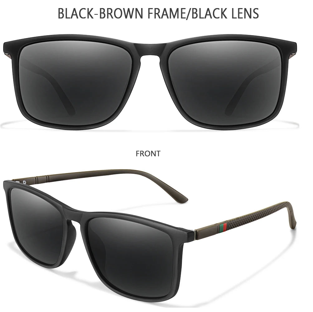 Single Luxury Square Vintage Polarized Sunglasses Men Women Fashion Travel Driving Fishing Male Eyewear UV400