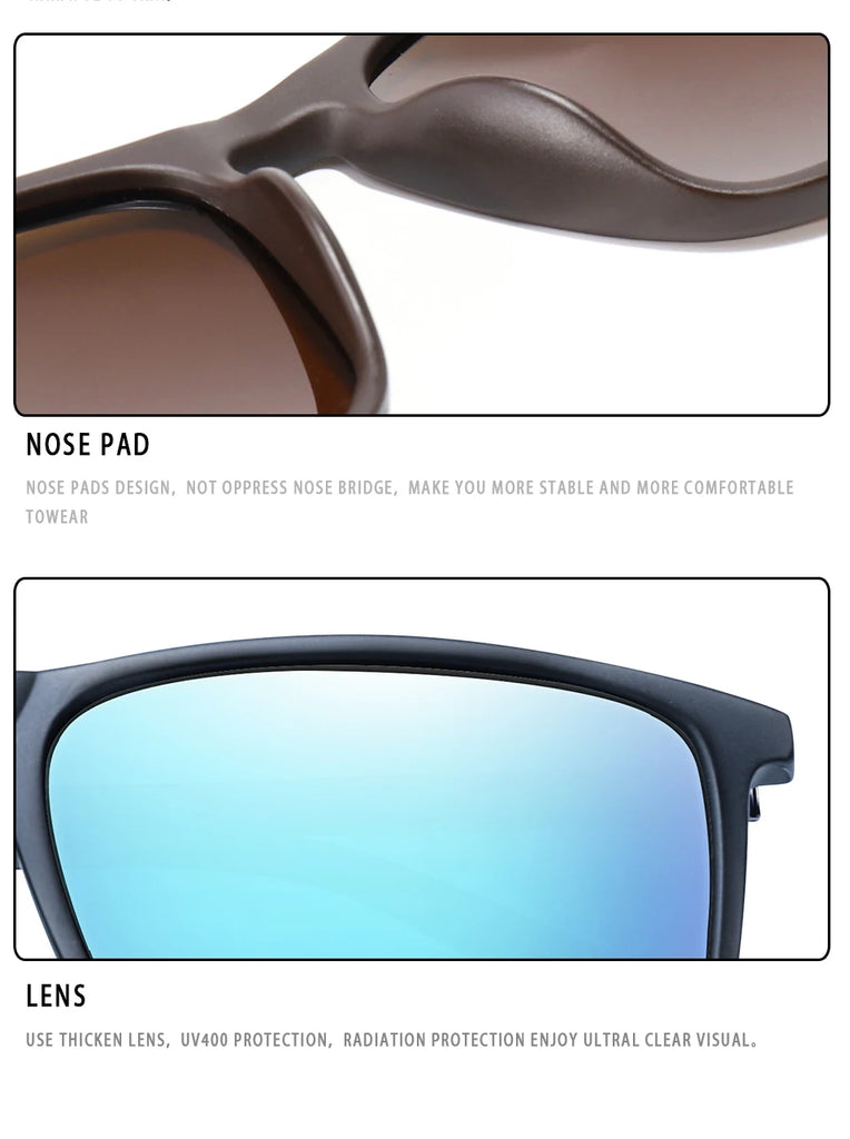 Single Luxury Square Vintage Polarized Sunglasses Men Women Fashion Travel Driving Fishing Male Eyewear UV400