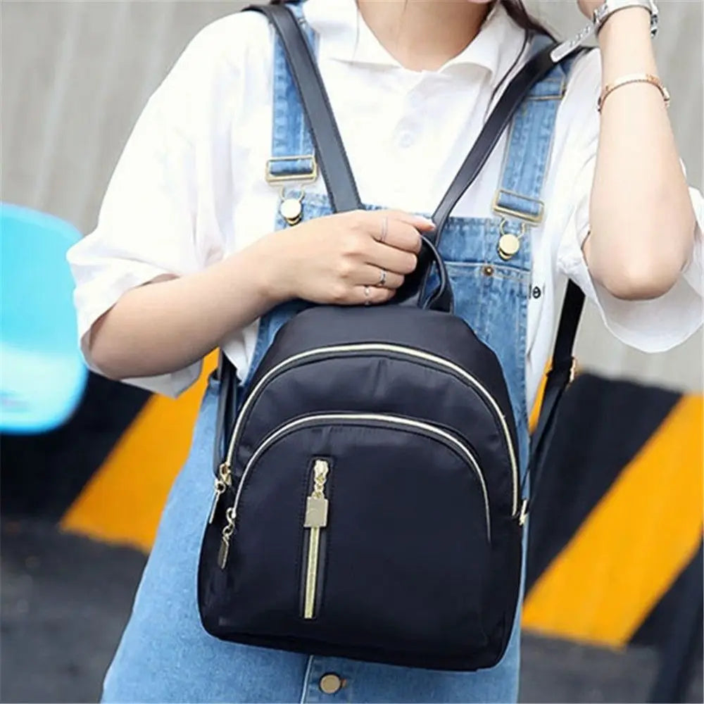 Women's Multi-Function Fashion Girl Nylon Daypack Travel Cute Mini Backpack Men Shoulder Bag Black Purse Hot