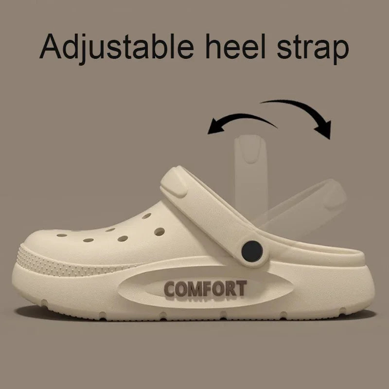 2026 Summer EVA Hole Shoes For Men Women Closed Toe Thick Sole Non Slip Outdoor Beach Slippers Cloud Feel Slides