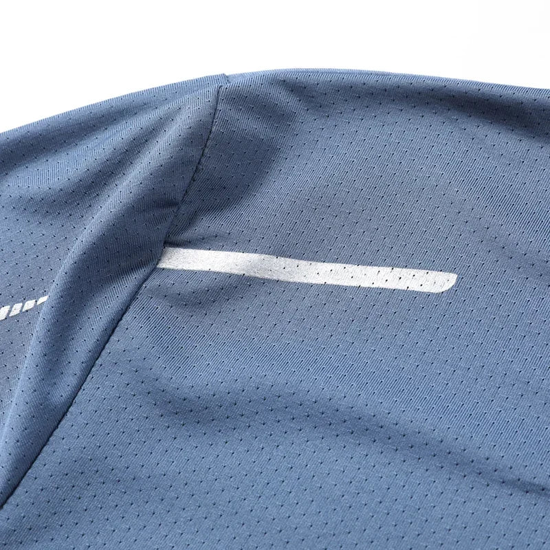 Ice silk short-sleeved T-shirt men summer quick dry cool feeling sports mesh breathable for outdoor sports hiking fishing