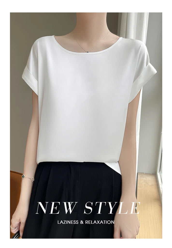 New O-Neck Silk Camisole Ladies Thin Vest Satin Loose Outer Sleeveless Top Summer Suit Insid Sling Mulberry Silk Bottoming Shirt