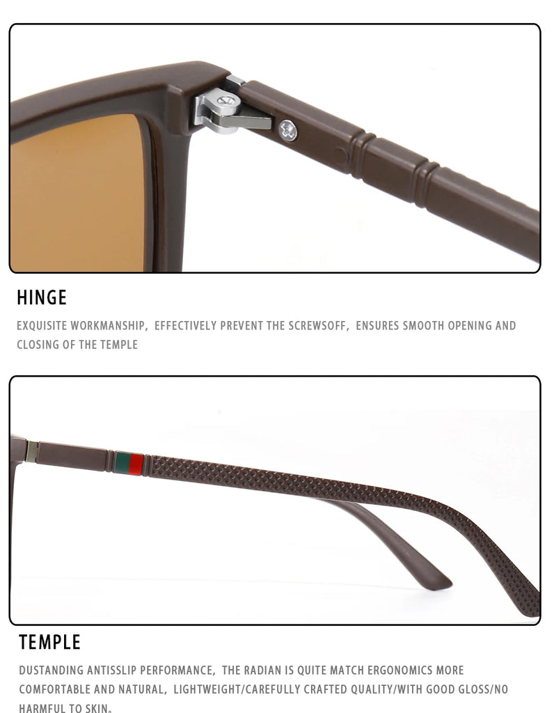 Single Luxury Square Vintage Polarized Sunglasses Men Women Fashion Travel Driving Fishing Male Eyewear UV400