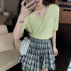 Summer Loose Fit Chicken Heart Collar Ice Silk T-Shirt