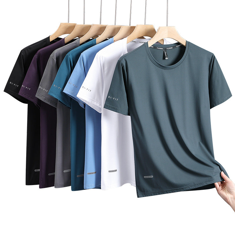 Men's Summer Thin Ice Silk Short Sleeve T-Shirt