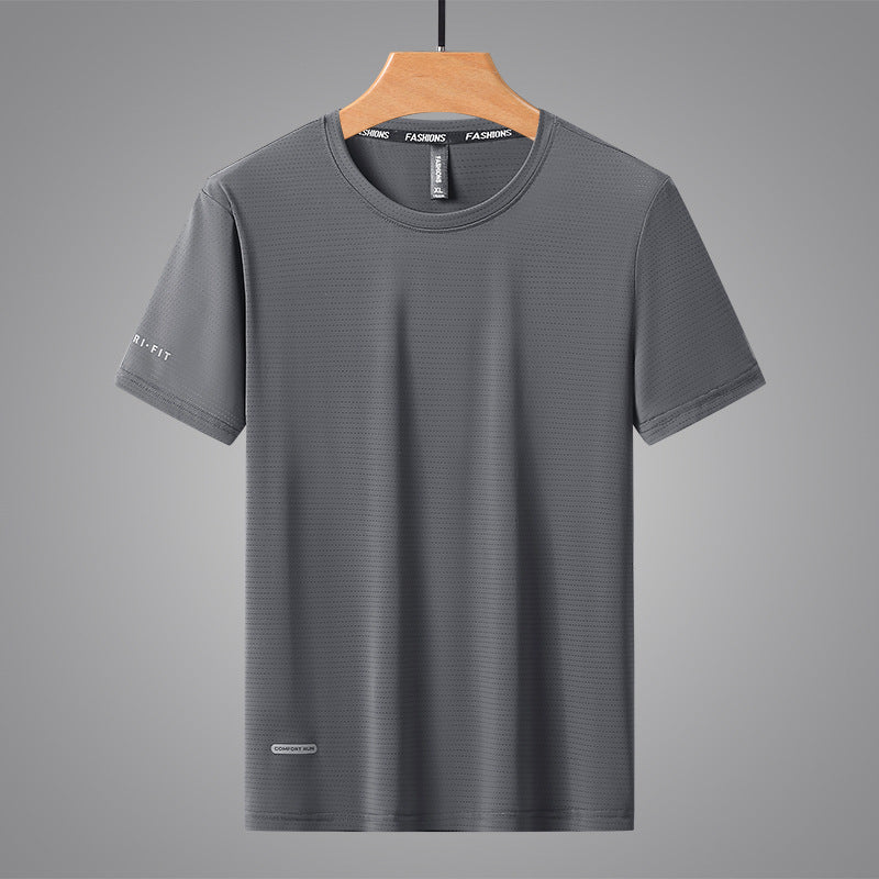 Men's Summer Thin Ice Silk Short Sleeve T-Shirt